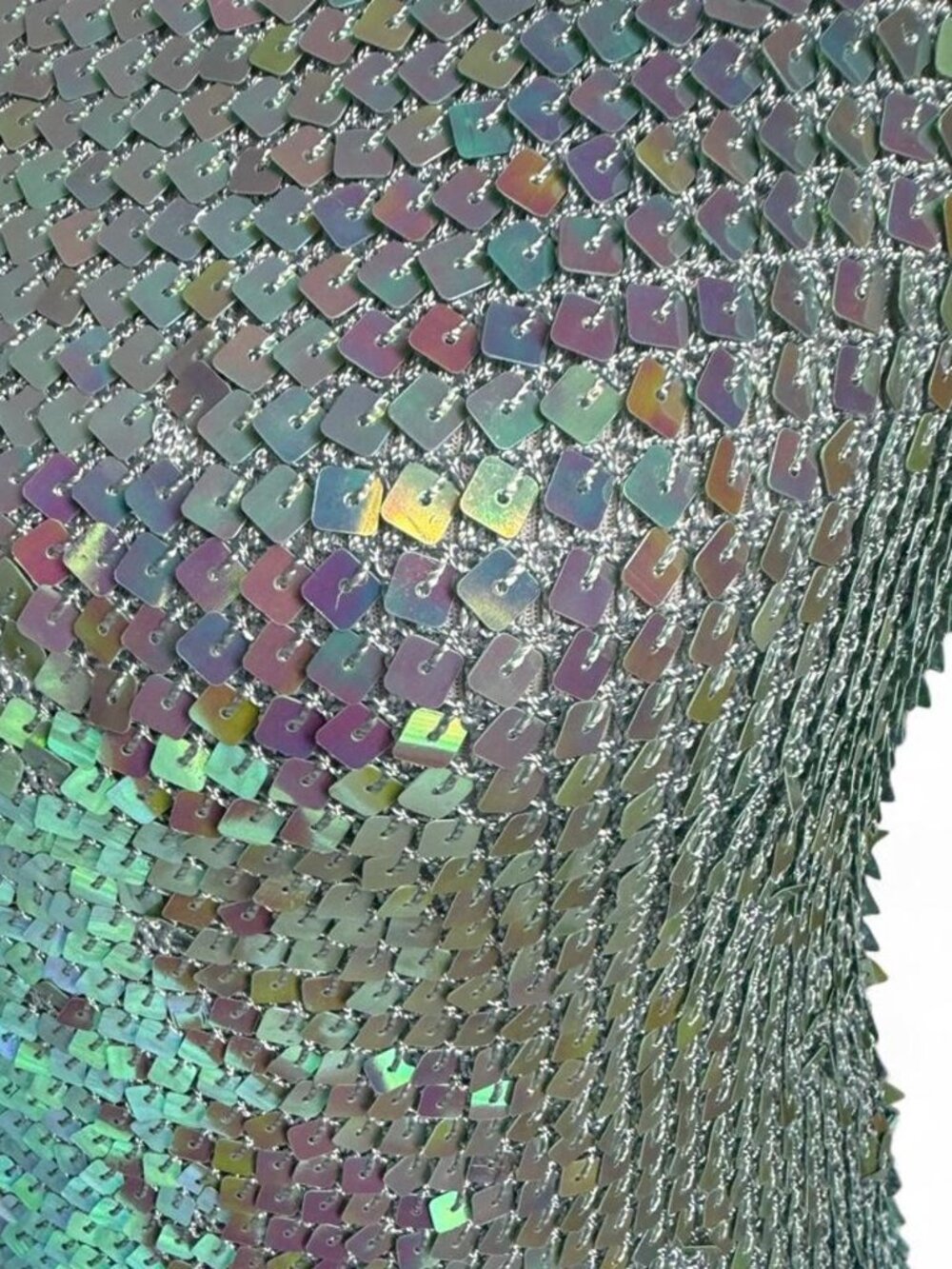 Manon vintage blue/teal iridescent sequin crochet top with sequins and high neck - Picture 4 of 5